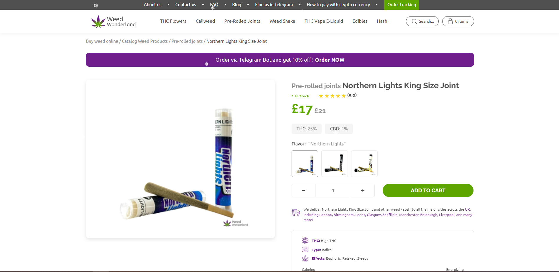 Pre-rolled joints Northern Lights King Size Joint Pre-rolled joints Northern Lights King Size Joint