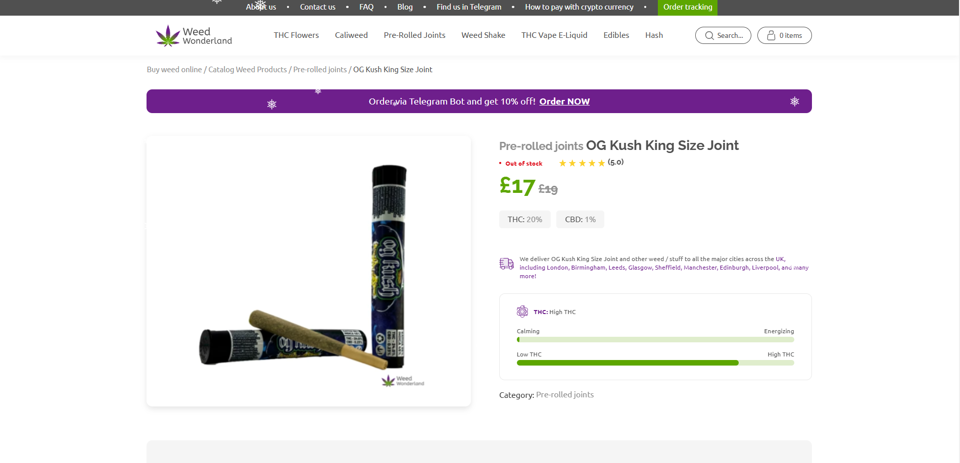 Pre-rolled joints OG Kush King Size Joint Pre-rolled joints OG Kush King Size Joint
