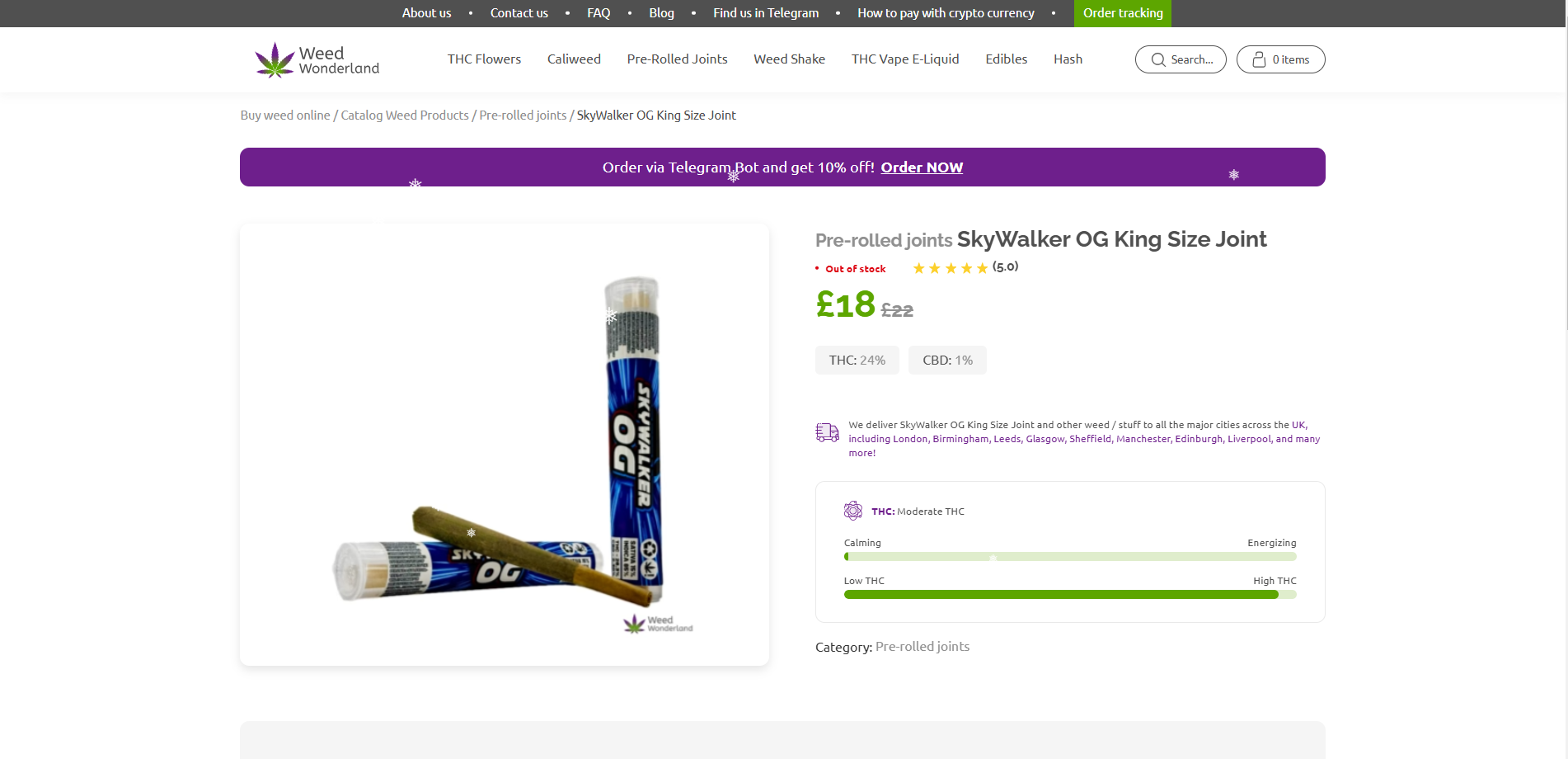 Pre-rolled joints SkyWalker OG King Size Joint Pre-rolled joints SkyWalker OG King Size Joint