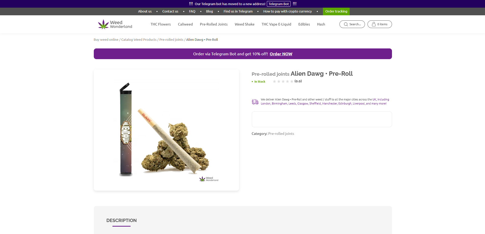 Buy Pre-rolled joints Alien Dawg online Weed Wonderland weed shop Scotland Buy Pre-rolled joints Alien Dawg online Weed Wonderland weed shop Scotland