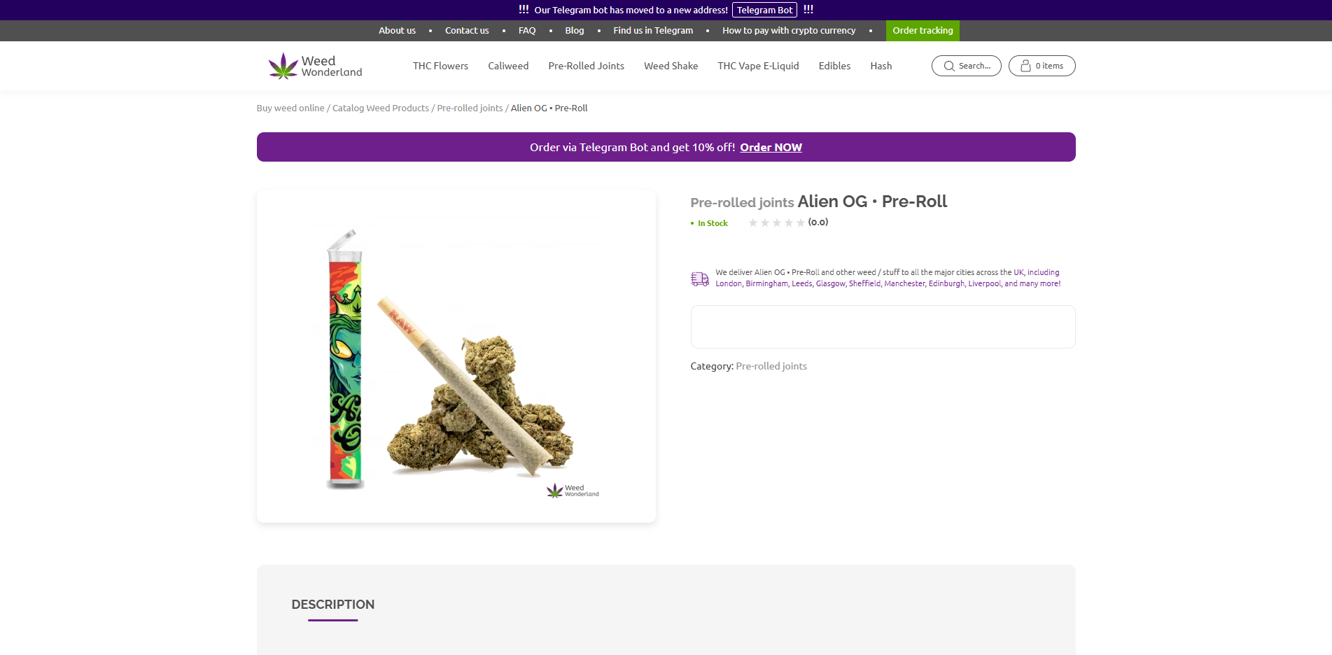 Buy Pre-rolled joints Alien OG online Weed Wonderland weed shop Scotland Buy Pre-rolled joints Alien OG online Weed Wonderland weed shop Scotland