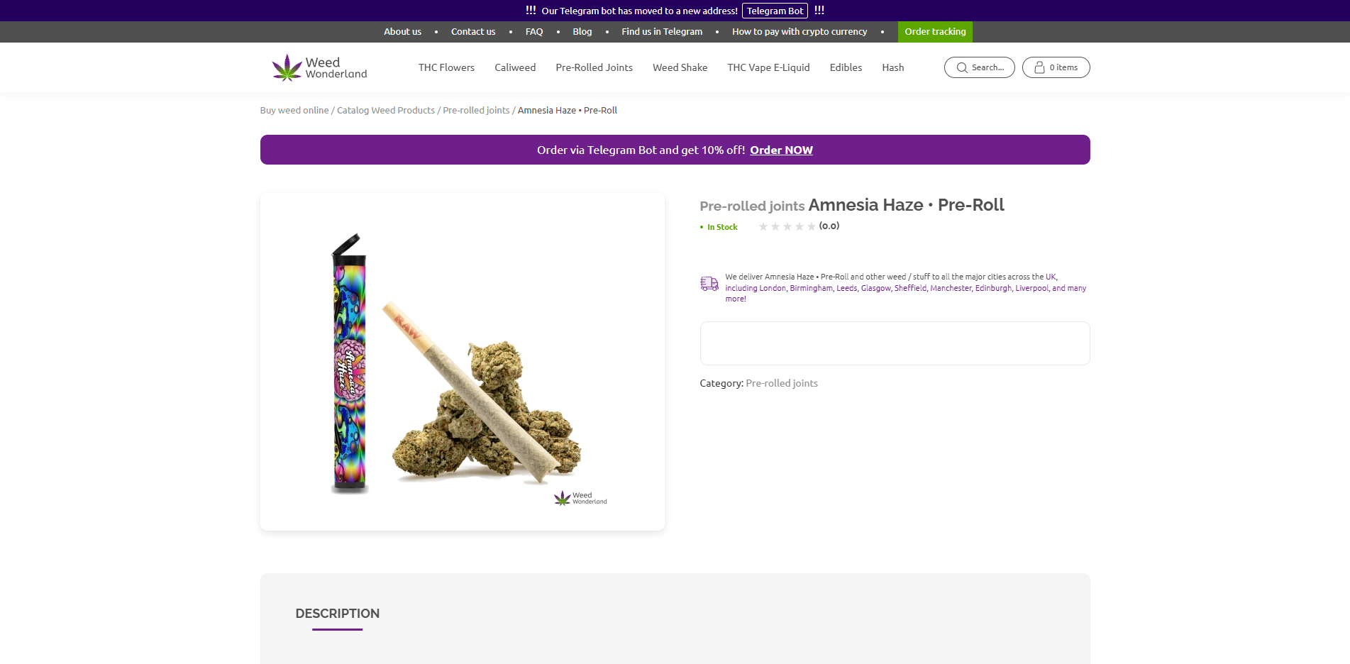 Buy Pre-rolled joints Amnesia Haze online Weed Wonderland weed shop Scotland Buy Pre-rolled joints Amnesia Haze online Weed Wonderland weed shop Scotland