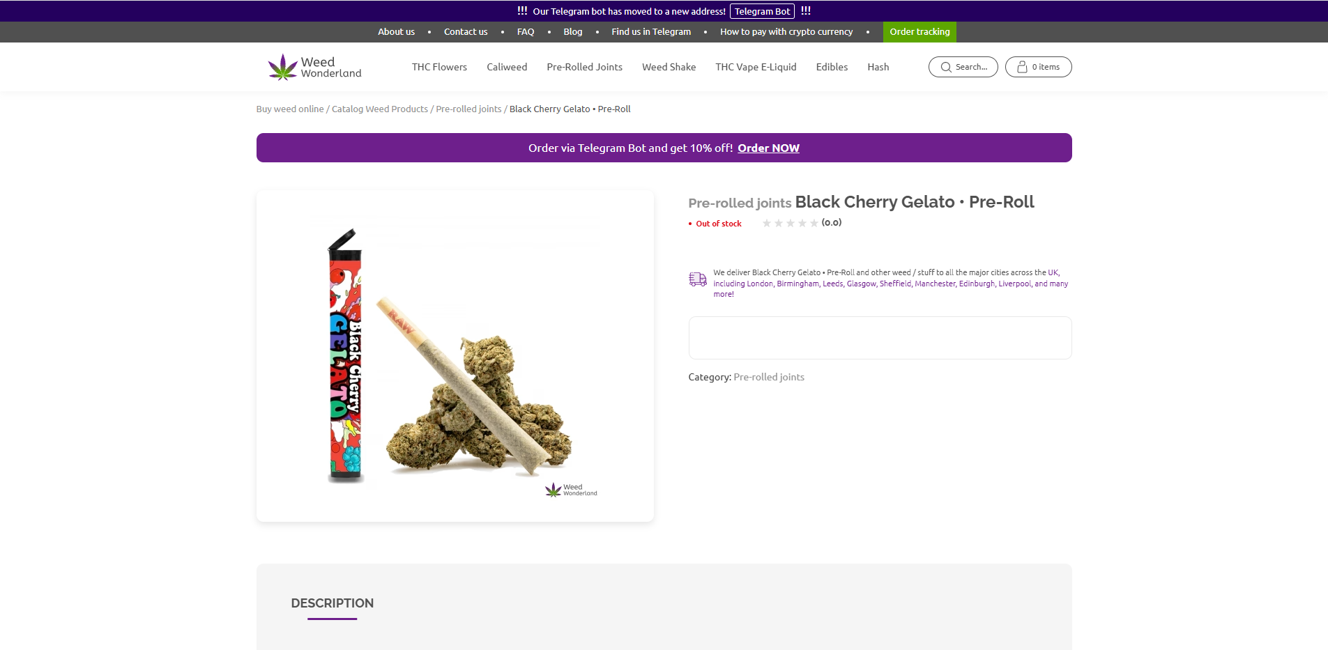 Buy Pre-rolled joints Black Cherry Gelato online Weed Wonderland weed shop Scotland Buy Pre-rolled joints Black Cherry Gelato online Weed Wonderland weed shop Scotland