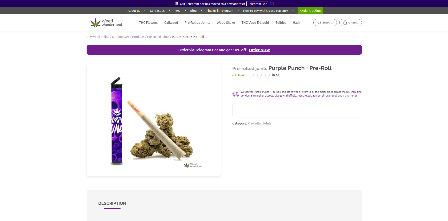 Buy Pre-rolled joints Purple Punch online Weed Wonderland weed shop Scotland Buy Pre-rolled joints Purple Punch online Weed Wonderland weed shop Scotland