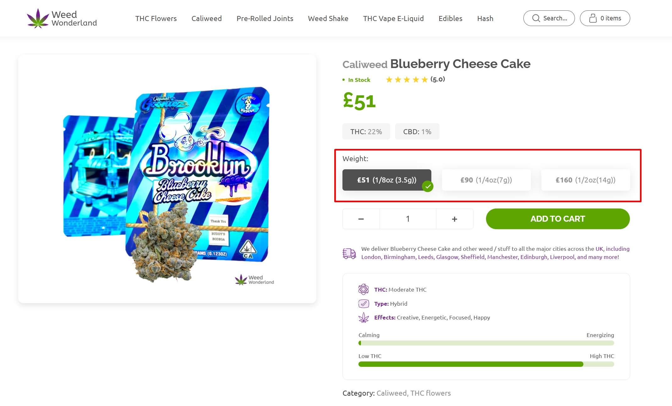Caliweed Blueberry Cheese Cake buy online Edinburgh Weed Wonderland Caliweed Blueberry Cheese Cake buy online Edinburgh Weed Wonderland