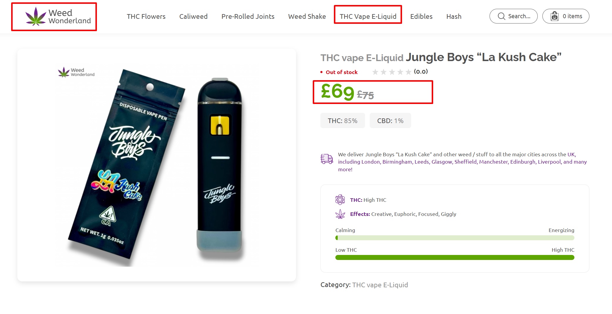 THC vape E-Liquid Jungle Boys La Kush Cak THC vape E-Liquid Jungle Boys La Kush Cake