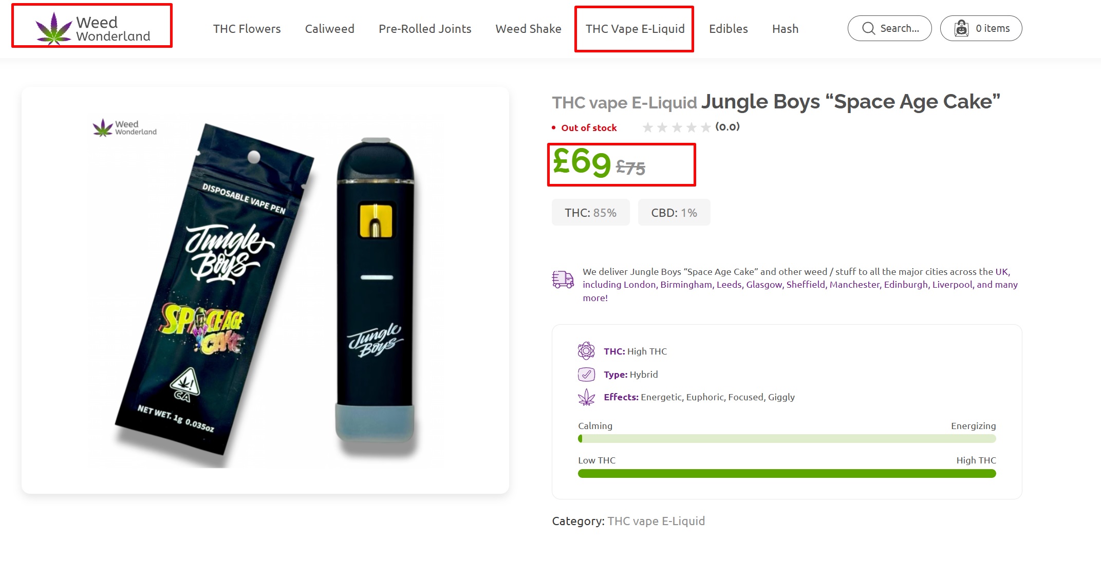 THC vape E-Liquid Jungle Boys Space Age Cake THC vape E-Liquid Jungle Boys Space Age Cake
